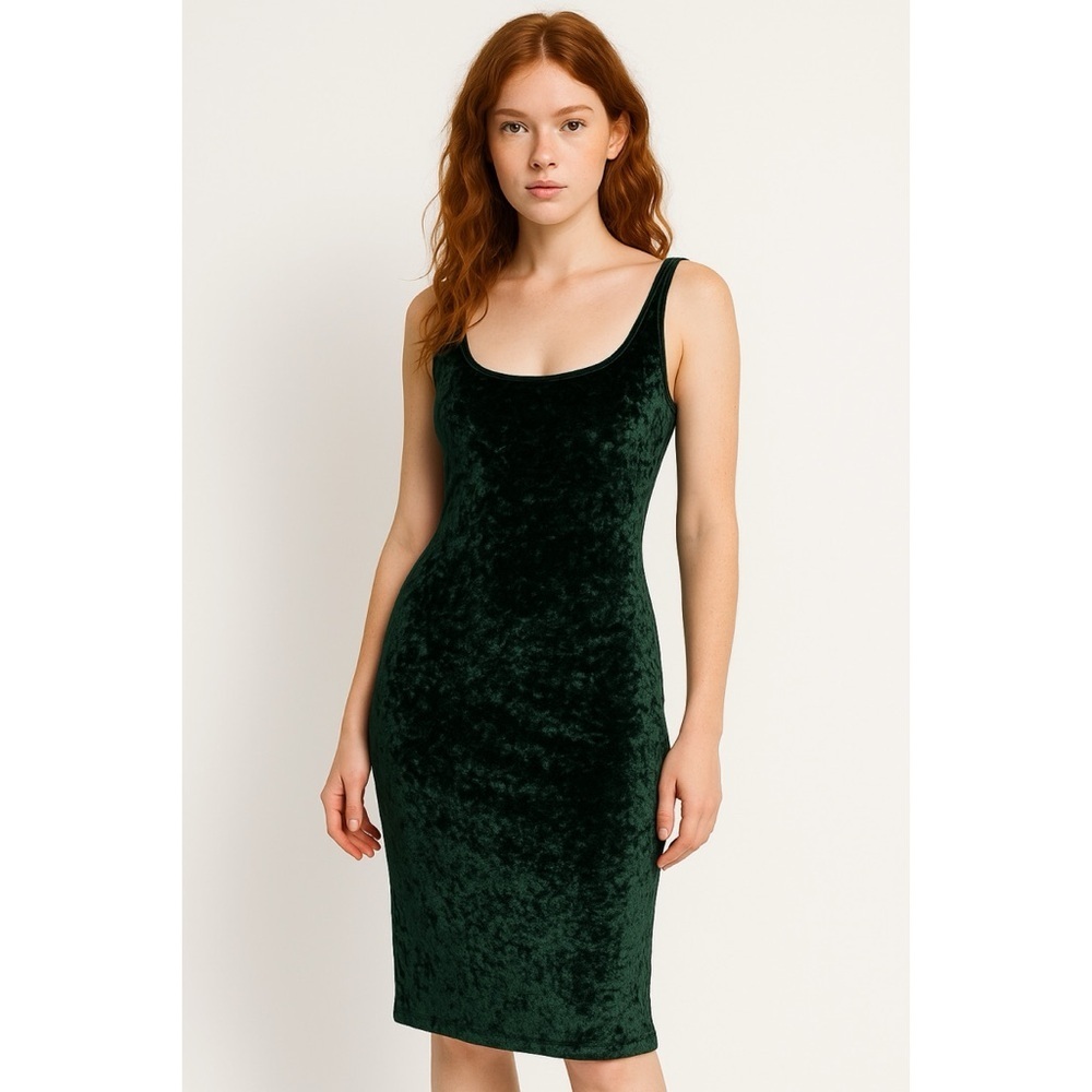 Victoria’s Secret x Vintage Gold Label Emerald Velvet V-Back Midi Dress